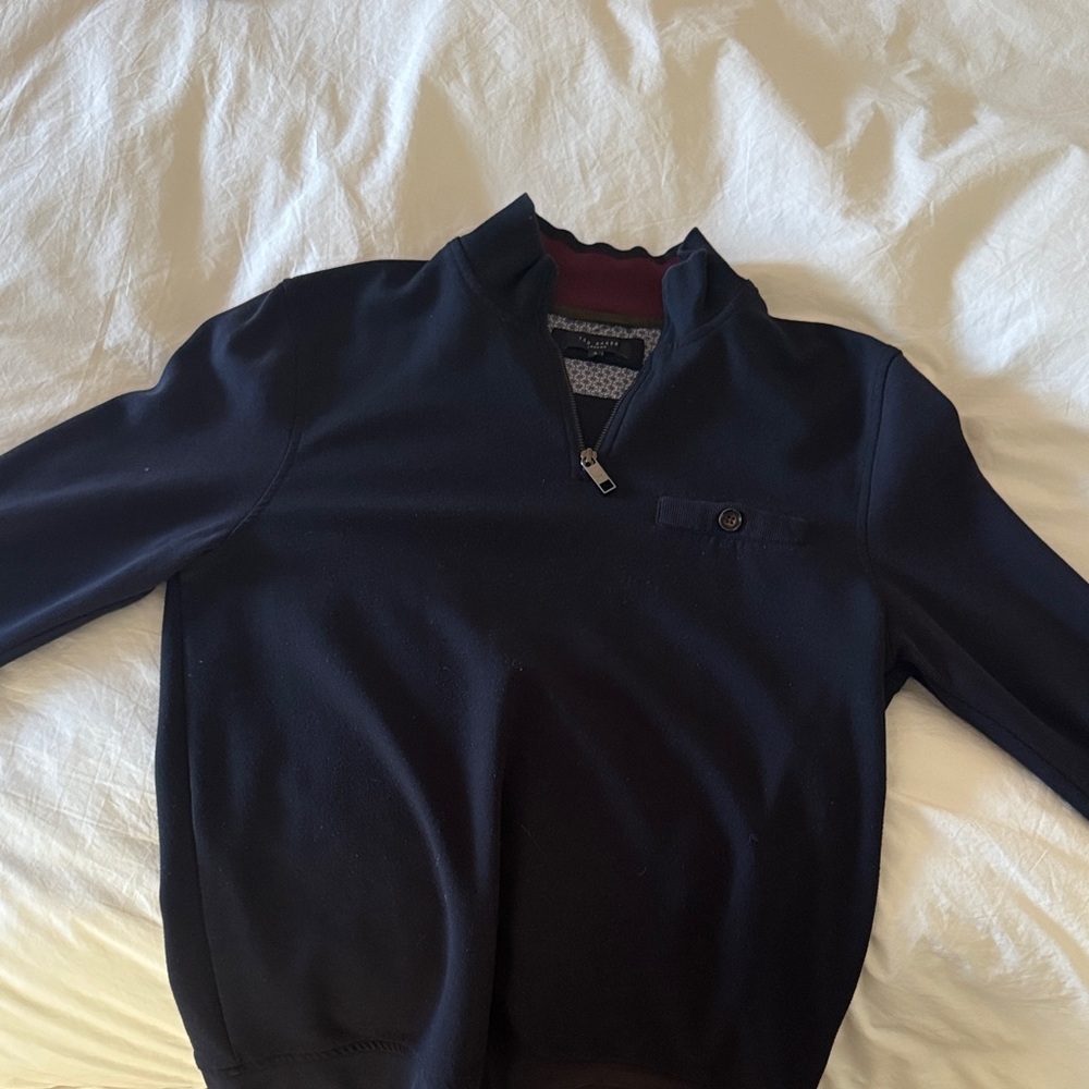 Ted Baker London Men's Dark Blue Zip-Up Sweater